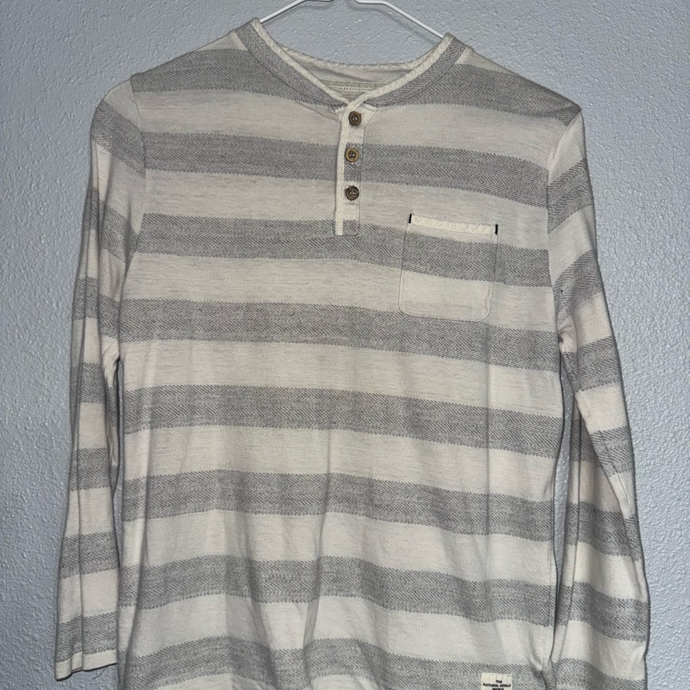 Classic Striped Henley Long Sleeve Shirt